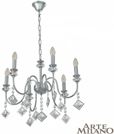 Подвесная люстра Arte Milano AM342101 342101/6 CR (220V, подвески, на цепи, подсвечник, свеча)