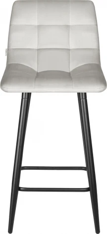 Стул полубарный DOBRIN OLIVIA (черные матовые ножки, светло-серый велюр (108-52))