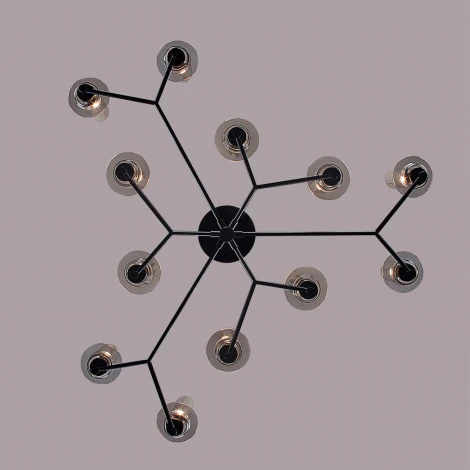 Потолочная люстра на штанге Lumion Madonna 6555/12C черный/дымчатый/металл/стекло E14 12*40W 220V