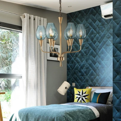 Подвесная дизайнерская люстра Viola 6 синий ImperiumLoft Viola01 (179881-26) (220V, на цепи)