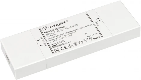 Блок питания ARV-SP-24036-FLAT-PFC (24V, 1.5A, 36W) (IP20 Пластик) 033260 Arlight