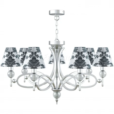 Люстра подвесная Lamp4you, 7 плафонов, хром с прозрачным, белым и черным