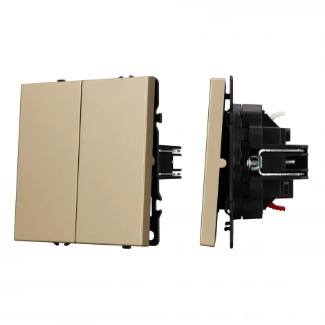 Механизм выключателя двухклавишный проходной SWT-NOBE-MKP2-SFPL-GD (230V, 10A) (Arlight) 054256