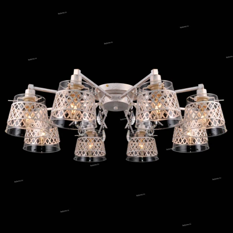 Люстра потолочная Natali Kovaltseva Lyon, 8 плафонов, слоновая кость с золотом и прозрачным