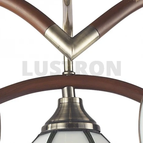 Потолочная люстра N-Light 607 607-05-53 antique brass + walnut tiffany