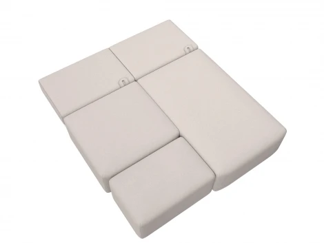 Диван угловой модульный с пуфом Лига-060 НПБ угол универсальный (ЛДСП,Брус,Фанера/Пластик/Замша/Бежевый) Лига Диванов 129692