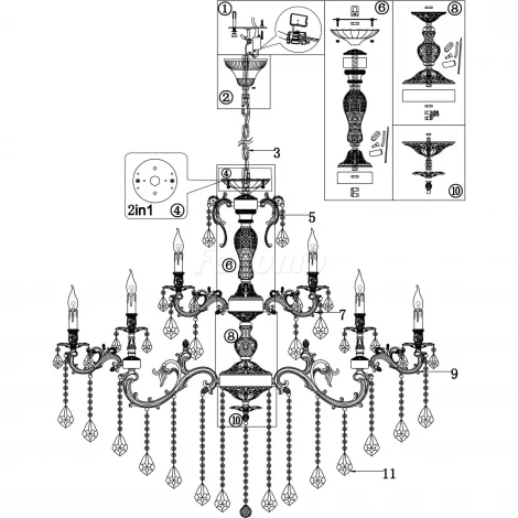 Подвесная люстра Maytoni Monica DIA882-PL-30-G