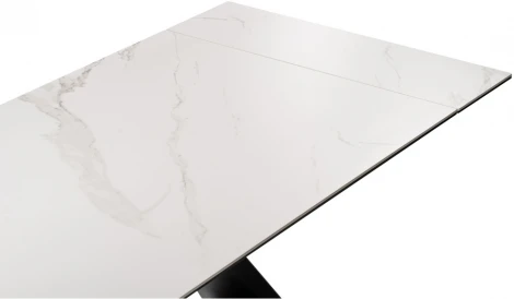 Керамический стол Woodville Ноттингем 160(220)х90х79 белый мрамор / черный 553543