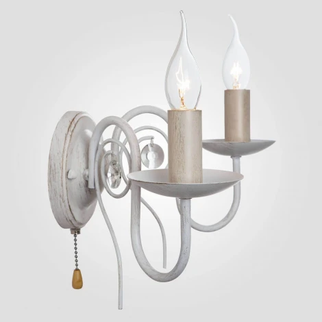 Бра Eurosvet Tomas 60018/2 белый с золотом (220V, выключатель, подсвечник, свеча)