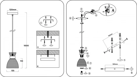 Подвесной светильник Ambrella Traditional TR3403 (220V, на проводе, круглые)