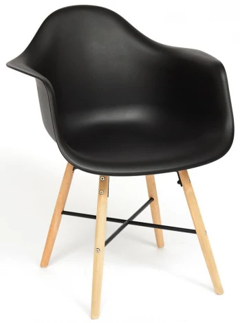Кресло CINDY (EAMES) (mod. 919) черный/black with natural legs (дерево береза/металл/сиденье пластик)