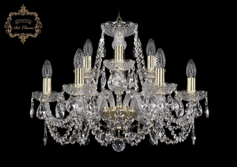 Подвесная люстра Art Classic 11.11 11.11.6+3.195.Gd.Sp (220V, хрусталь, на цепи, подсвечник, свеча)