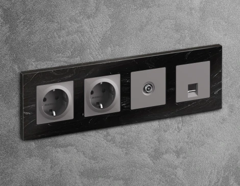 Лицевая панель Ambrella Volt ALFA (Сталь матовый) для TV розетки QUANT AP5130