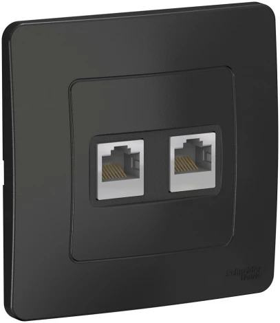 Розетка накладная двойная Ethernet RJ-45 (антрацит) Systeme Electric Blanca BLNIS045456