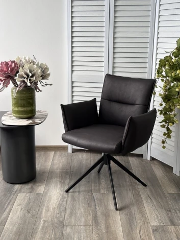 Стул DEAN 360 град.поворот. Темно-серый  экокожа  Maison 99# / Черный, ®DISAUR (арт.621M05774)