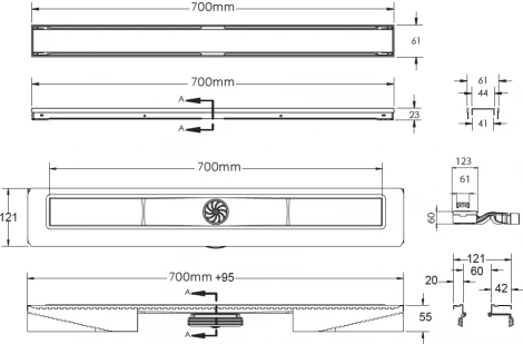 Душевой лоток Berges Wasserhaus B1 Antik 091125 70 см