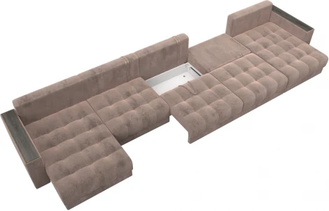 Диван П-образный с декором Лига-049 НПБ Мегалонг Лига Диванов (Велюр) арт.128540