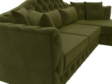 Диван угловой Артис правый угол (Зеленый/Микровельвет) Лига Диванов арт.121596