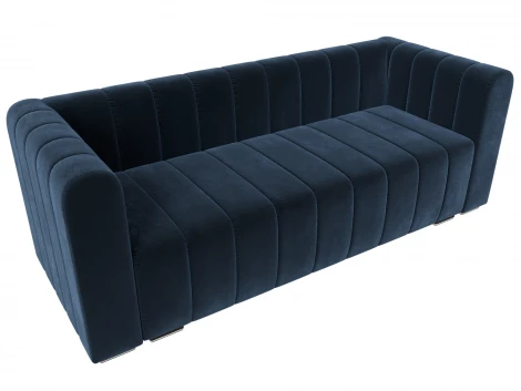 Диван прямой Лига-073 (ДСП,Фанера/Пластик/Велюр/Синий) Лига Диванов 129996