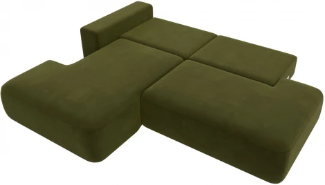 Диван угловой Лига-036 НПБ Модерн левый угол (Зеленый/Микровельвет) Лига Диванов арт.121402L