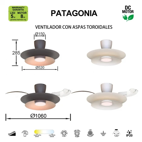 Потолочная люстра с вентилятор Mantra Patagonia 9521