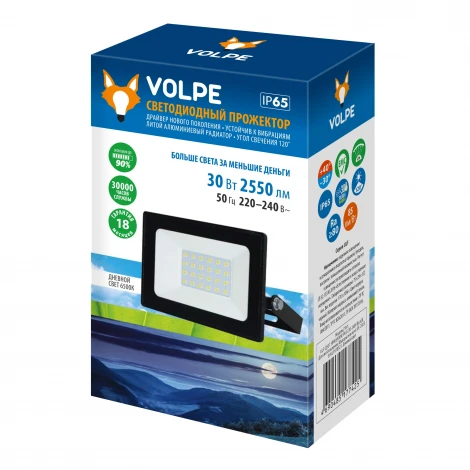 Прожектор уличный светодиодный 6500К черный Volpe ULF-Q517 30W/6500K IP65 220-240V BLACK