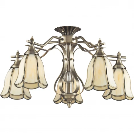 Потолочная люстра N-Light 662 662-05-52 antique brass + tiffany