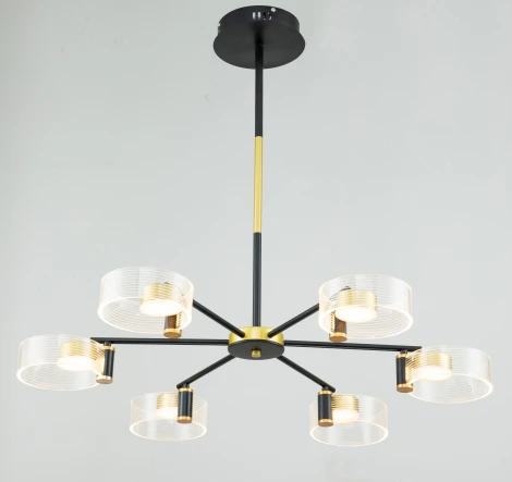 Люстра потолочная светодиодная на штанге Cloud 10226/6 LED*103W Gold/black