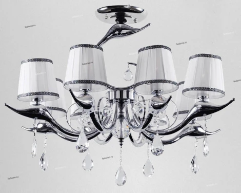 Люстра потолочная Crystal Lux Flamingo, 8 плафонов, хром, белый