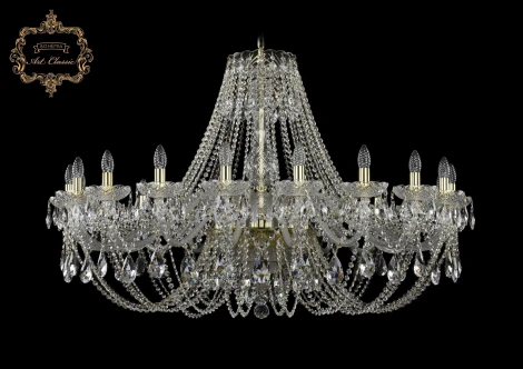 Подвесная большая люстра Art Classic 11.21 11.21.20.460.Gd.Sp (220V, хрусталь, на цепи, подсвечник, свеча)