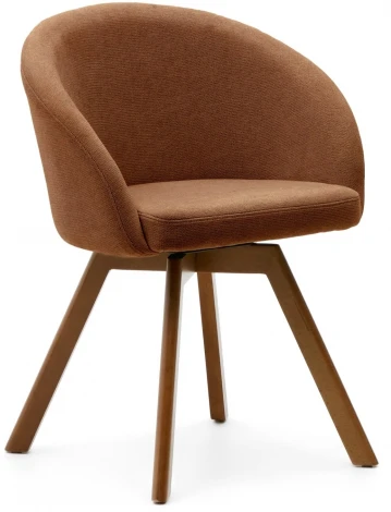 Marvin Поворотный стул из коричневой синели с ножками из ясеня La Forma (ex Julia Grup) арт.181481