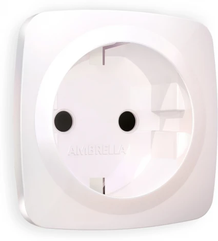 Лицевая панель Ambrella Volt OMEGA (Жемчуг) для электрической розетки с заземлением со шторками QUANT OP2070