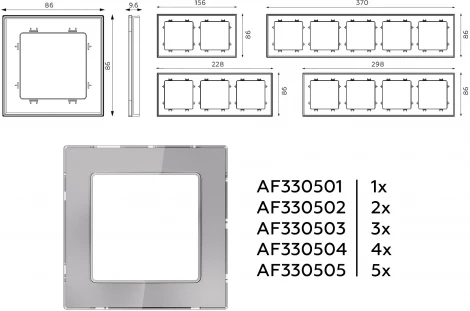 Рамка Ambrella Volt ALFA Platos (Сталь Стекло органическое) 5-ая AF330505