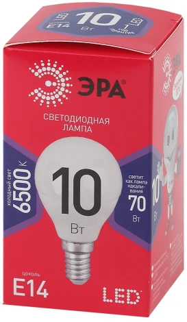 Лампочка светодиодная E14 10W ЭРА LED P45-10W-865-E14 R