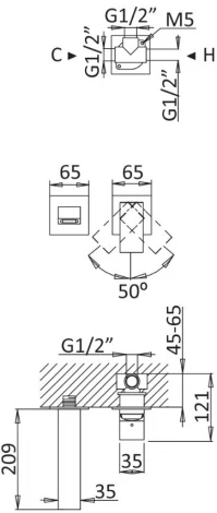 Смеситель Cezares Porta BLI2 01 W0 С ВНУТРЕННЕЙ ЧАСТЬЮ, для раковины