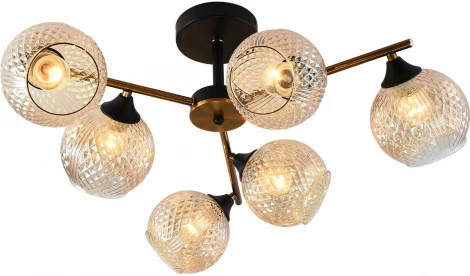 Потолочная люстра на штанге Reluce 11341-0.3-06 GOLD BRONZE+BK (220V, шар)