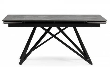 Кухонный стол Notta Вилсон 140(200)х80 серый мрамор larka grey / черный