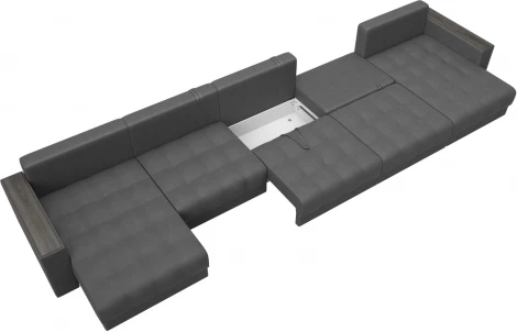 Диван П-образный с декором Лига-049 НПБ Мегалонг Лига Диванов (Замша) арт.128547