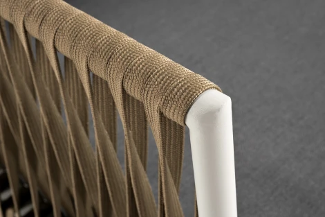 "Касабланка" диван 3-местный плетеный из роупа, каркас алюминий светло-серый (RAL7035) муар, роуп серо-коричневый 23мм, ткань серая 017 4SIS арт.УТ-00006210