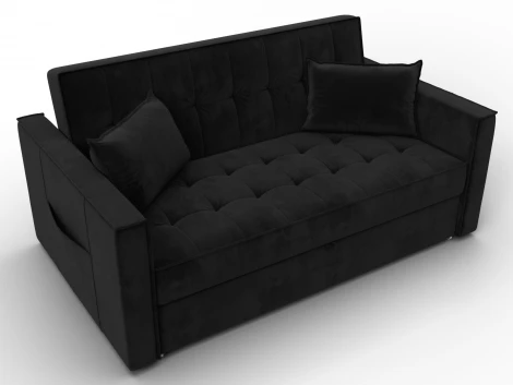 Диван прямой Лига-104 (140) (ЛДСП,Брус,Фанера,Велюр/Черный) Лига Диванов 134873