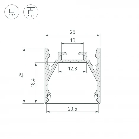 Профиль LINE-2525-2000 ANOD (Arlight, Алюминий) 053804