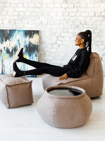 Кресло Dreambag Манхеттен Бежевое с Пуфом 1422603