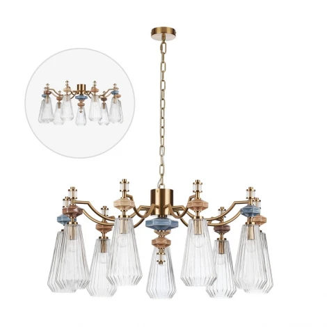 Подвесная люстра Odeon Light Terra 5414/9 античная бронза/терракот/синий/бежевый/коричневый/металл/керамика E14 9*40W