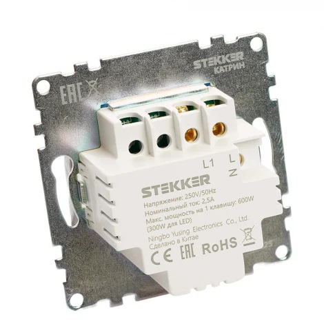 Выключатель сенсорный одноклавишный (белый) Stekker Катрин 50274