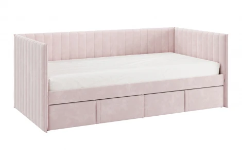 Кровать с ящиками Твикс (Софа) 90х200 см Mebelson (ДСП,Велюр/Розовый) арт.171562,2172