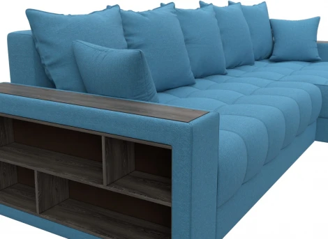 Диван угловой с декором и полкой Лига-050 НПБ Лига Диванов (Рогожка) арт.128589