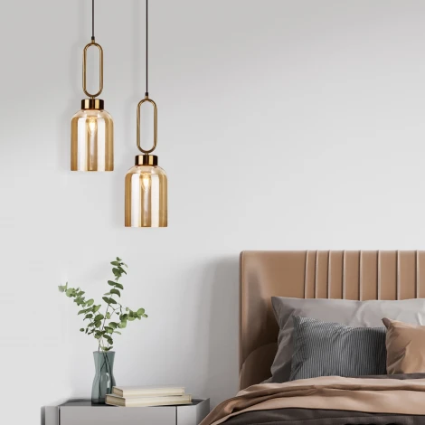 Умный подвесной светильник Eurosvet Flou 50229/1 янтарный (220V, на проводе, круглые)