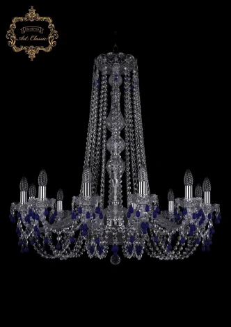 Подвесная большая люстра Art Classic 11.24 11.24.12.300.h-86.Cr.V3001 (220V, хрусталь, на цепи, подсвечник, свеча)