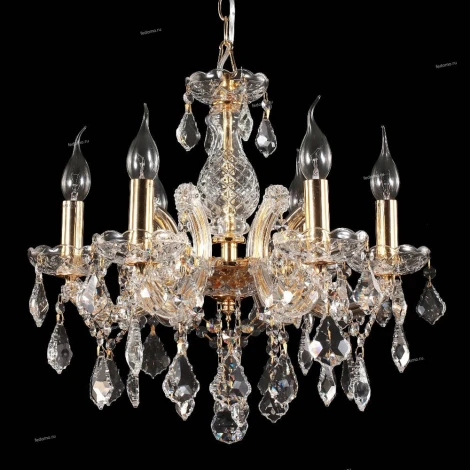 Люстра подвесная хрустальная Crystal Lux Ines, 6 ламп , золото с прозрачным