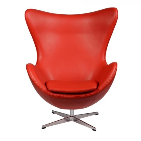 Кресло Egg Chair RedDeluxML035 база алюминий, кожа красная